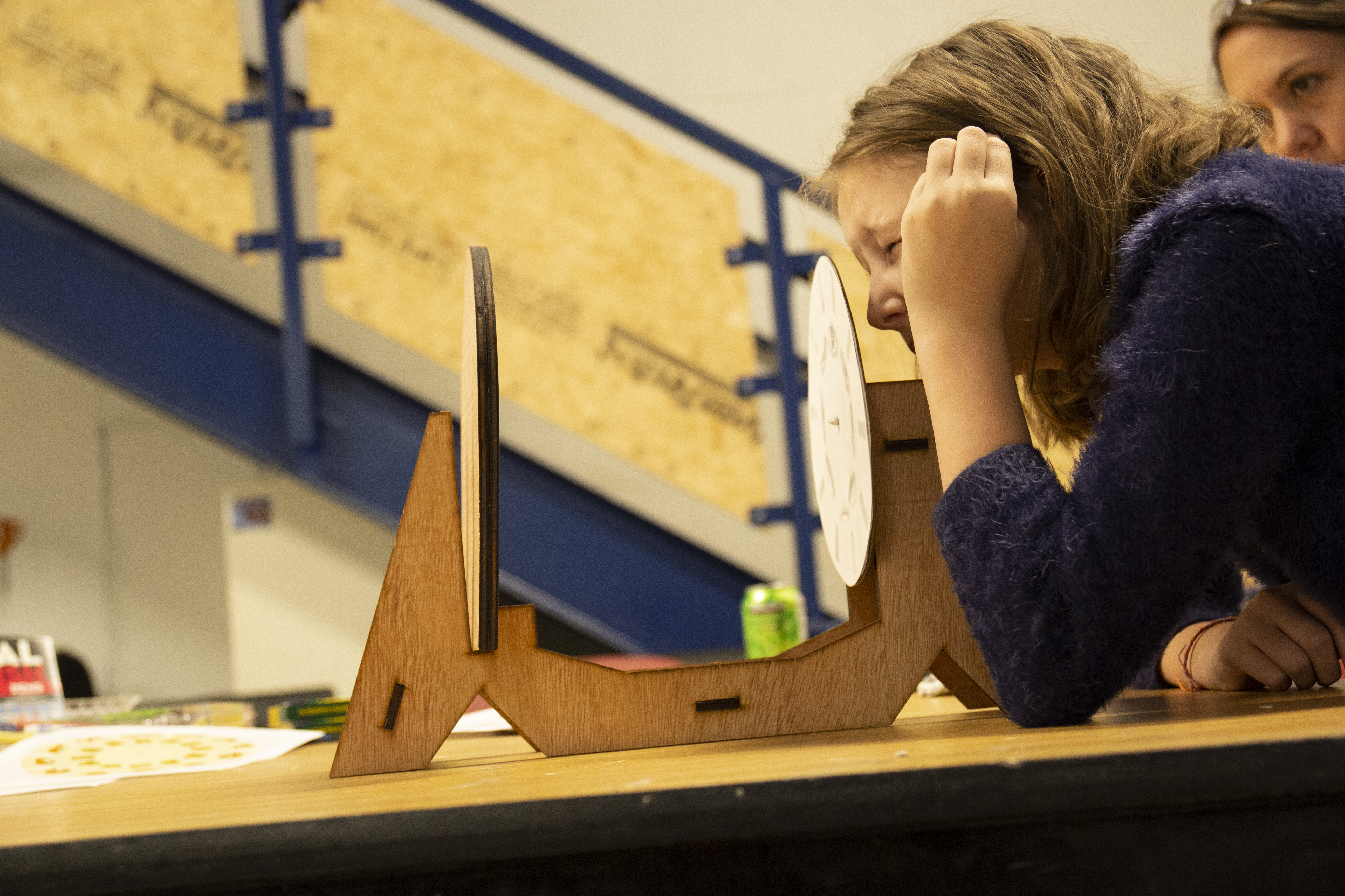 Student tests their phenakistascope